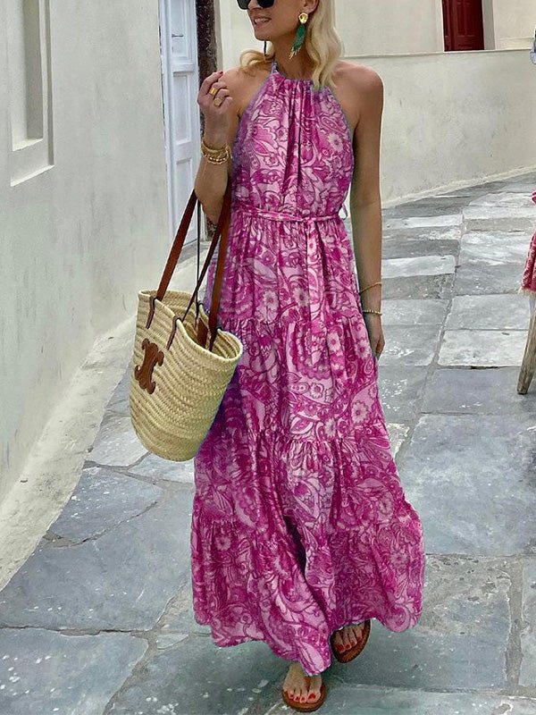 Women's Dresses Boho Print Halterneck Sleeveless Dress - MsDressly