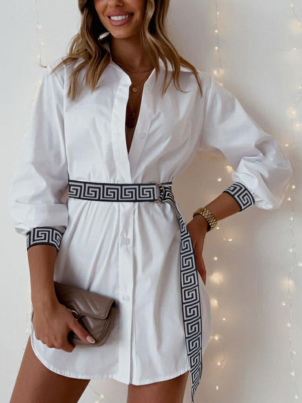Women's Dresses Buttoned Long Sleeve Slit Shirt Dress - Mini Dresses - Instastyled | Online Fashion Free Shipping Clothing, Dresses, Tops, Shoes - 26/08/2022 - 40-50 - casual-dresses