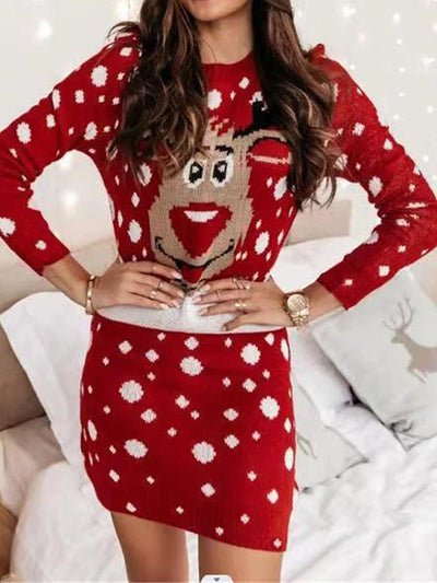 Women's Dresses Casual Christmas Print Long Sleeve Dress - MsDressly