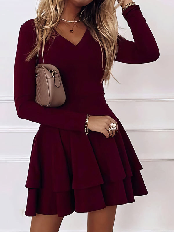 Mini Dresses Women's Dresses Casual V-Neck Long Sleeve Commuter Dress MsDressly