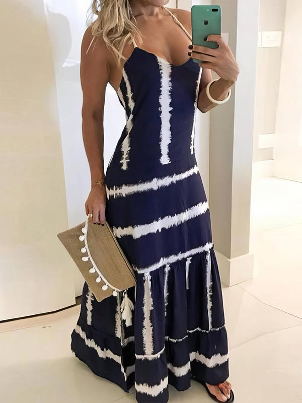 Women's Dresses Sling Stripe Print Sleeveless Fitted Dress