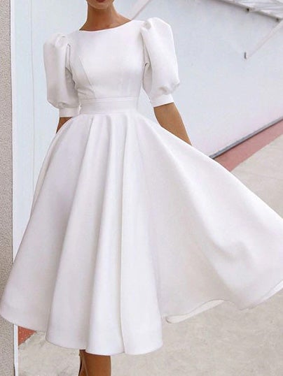 Women's Dresses Solid Back Hollow Midi Dress | Instastyled | Online ...