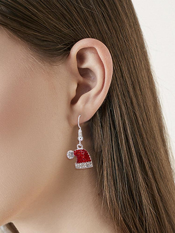 Women's Earrings Diamond Christmas Hat Cute Earrings - Earrings - INS | Online Fashion Free Shipping Clothing, Dresses, Tops, Shoes - 16/11/2021 - Accs & Jewelry - color-red