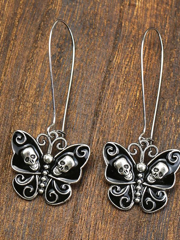 Women's Earrings Halloween Funny Butterfly Skull Earrings - Earrings - INS | Online Fashion Free Shipping Clothing, Dresses, Tops, Shoes - 07/09/2021 - Accs & Jewelry - color-black_gold