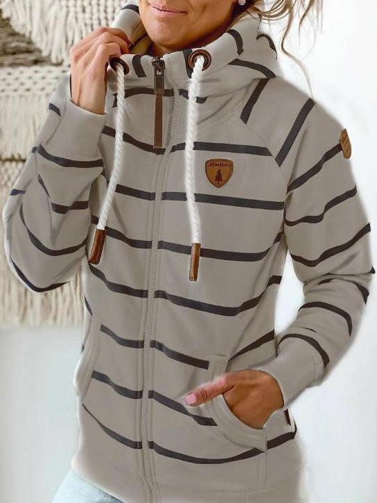 Women's Hoodies Leather Striped Pocket Zip Hoodie - Hoodies - INS | Online Fashion Free Shipping Clothing, Dresses, Tops, Shoes - 06/09/2021 - 30-40 - Category_Hoodies