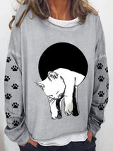 Women's Hoodies Long Sleeve Cat Printed Sweatshirt - MsDressly