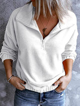 Women's Hoodies Polar Fleece Stand Collar Zipper Long Sleeves Hoodie - MsDressly