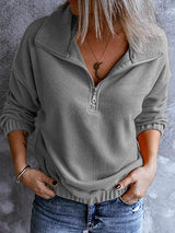 Women's Hoodies Polar Fleece Stand Collar Zipper Long Sleeves Hoodie - MsDressly
