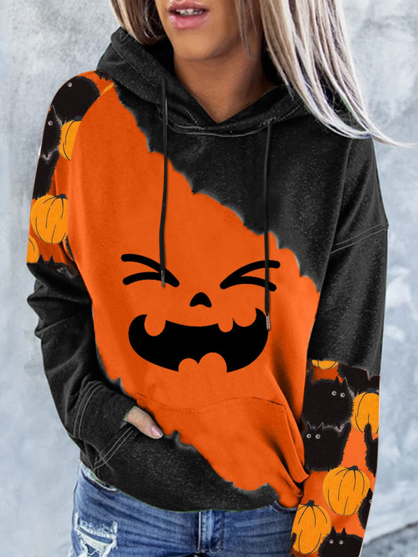 Women's Hoodies Printed Pocket Drawstring Long Sleeve Hoody - MsDressly