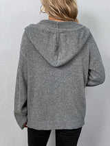 Women's Hoodies Solid Drawstring Single Breasted Knitted Hoodie - MsDressly