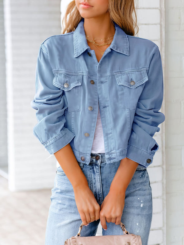 Women's Jackets Pocket Long Sleeve Denim Jacket