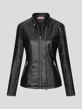 Women's Jackets Temperament Slim Zipped Leather Jacket - MsDressly