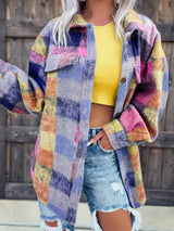 Jackets Women's Jackets Tie-Dye Print Lapel Wool Long Sleeve Jackets MsDressly