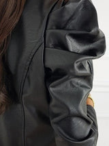 Women's Jackets Zipped PU Leather Long Sleeve Jacket - MsDressly