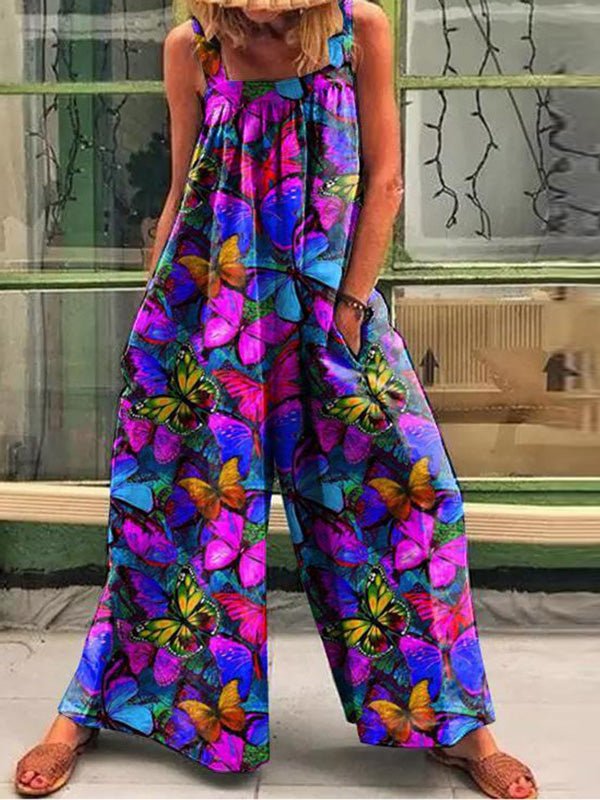 Women's Jumpsuits Printed Sling Pocket Wide-Leg Jumpsuit - Jumpsuits - Instastyled | Online Fashion Free Shipping Clothing, Dresses, Tops, Shoes - 13/06/2022 - 30-40 - Bottoms