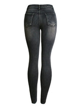 Women's Pants Denim Shredded Slim Pants - MsDressly