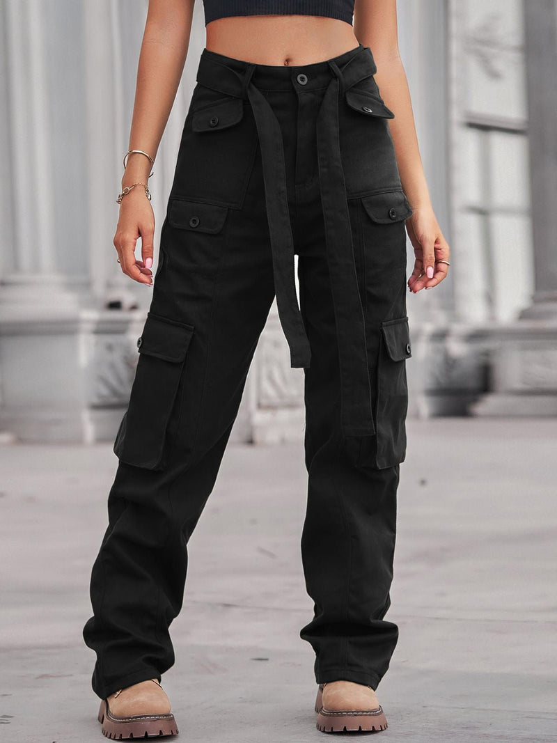 Women's Pants Tie Pocket Casual Cargo Pants - Pants - Instastyled | Online Fashion Free Shipping Clothing, Dresses, Tops, Shoes - 06/10/2022 - bottoms - color-army_green