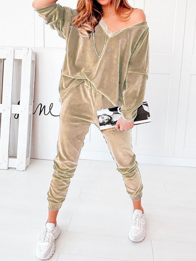 Women's Sets Corduroy Long Sleeve Top & Pants Two Piece Set - MsDressly