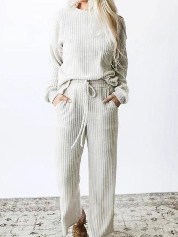 Women's Sets Solid Long Sleeve Top & Pants Casual Two Piece Set - Sets - Instastyled | Online Fashion Free Shipping Clothing, Dresses, Tops, Shoes - 09/09/2022 - 40-50 - bottoms
