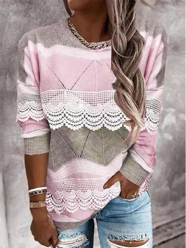 Women's T-Shirts Round Neck Pullover Long Sleeve Casual T-Shirts - MsDressly