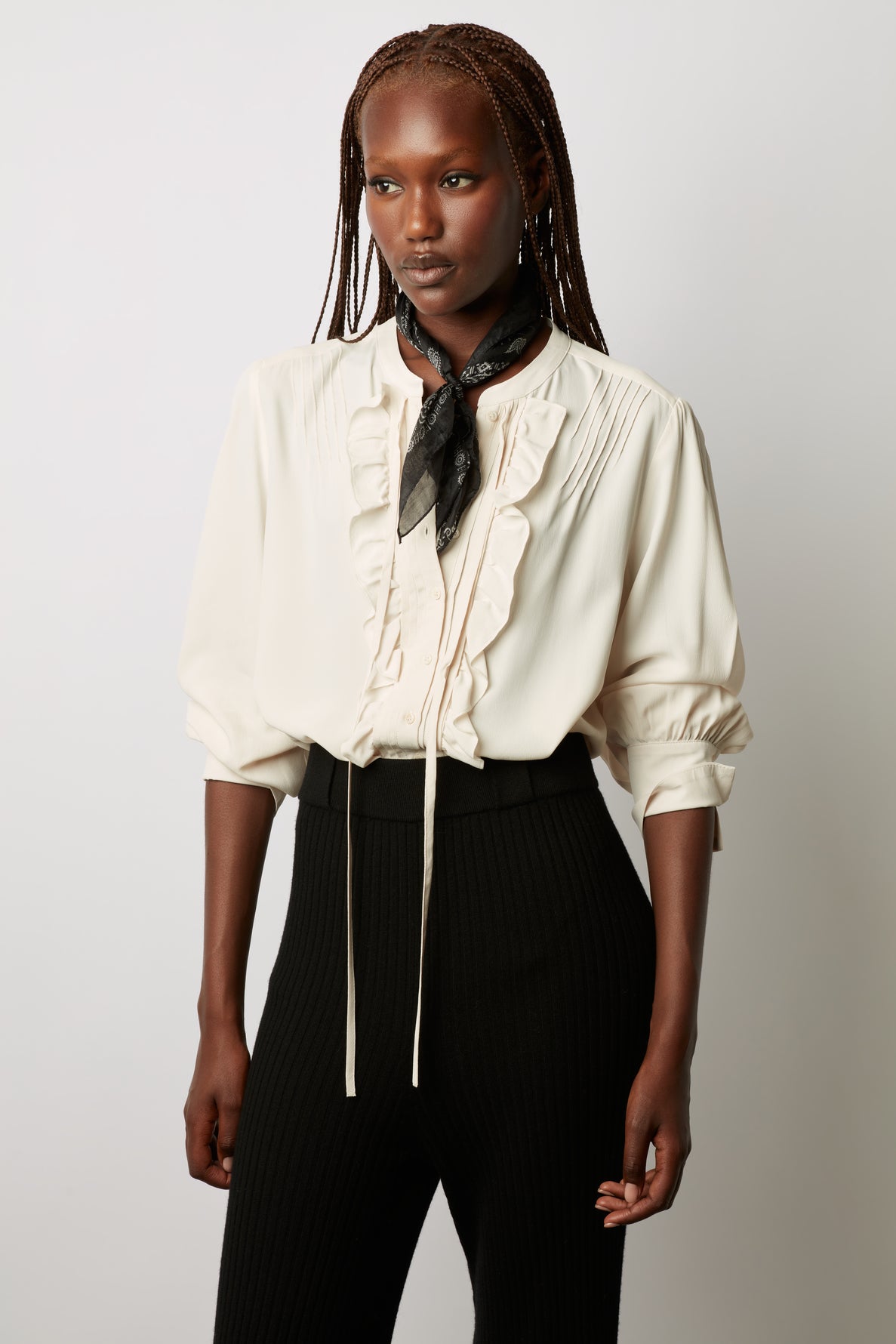 Satin look blouse with lace details - COSIMA