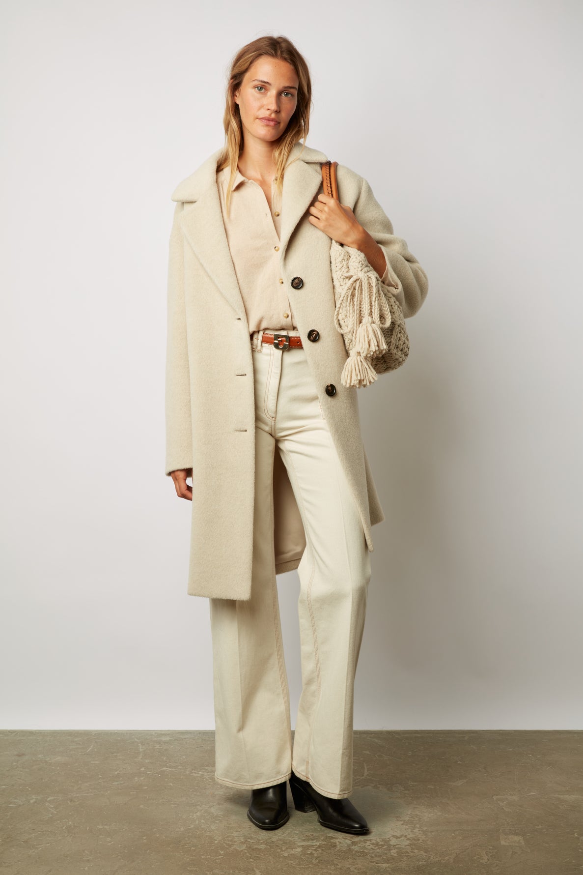 Mid-length coat in wool and alpaca blend - SYMA