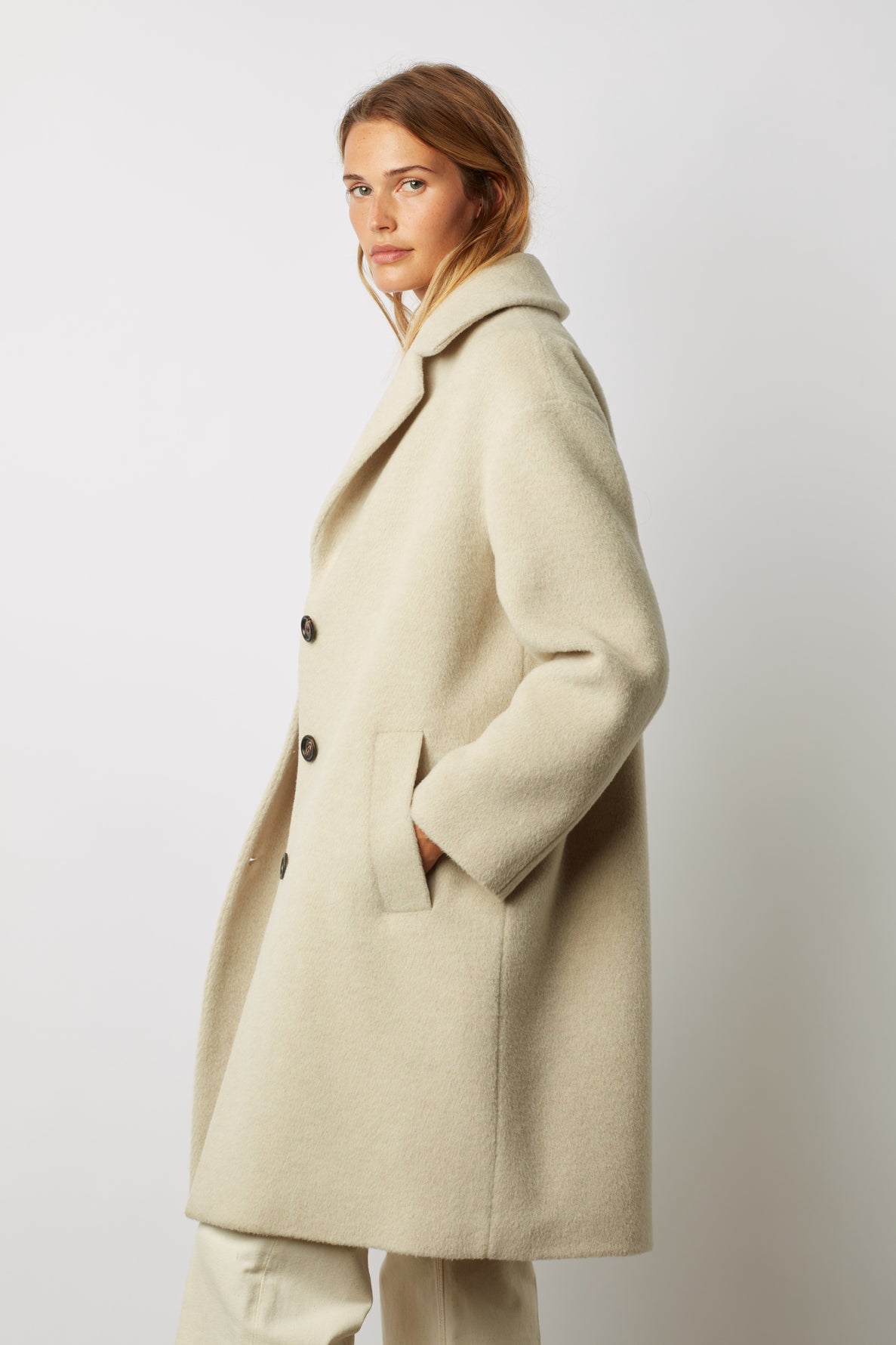 Mid-length coat in wool and alpaca blend - SYMA