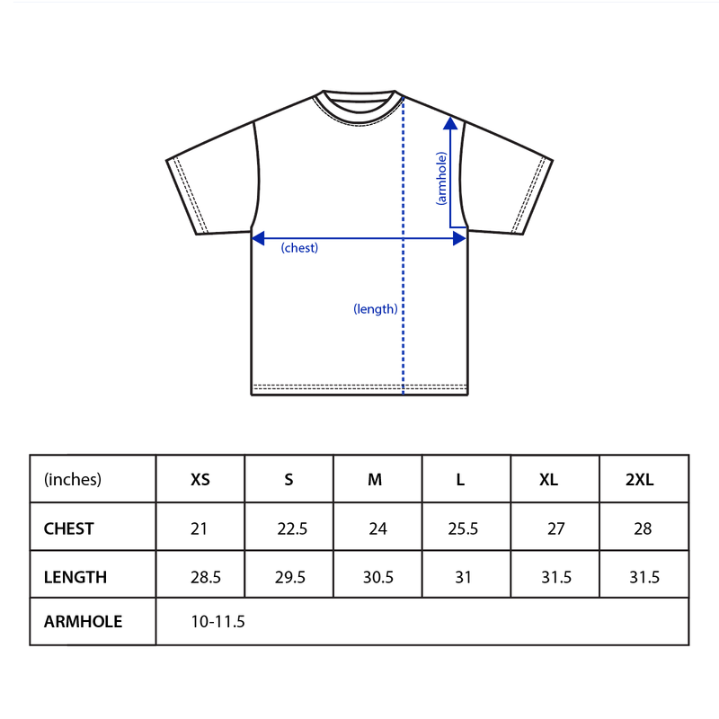 Oversized TShirt Size Chart (Cold Nights Capsule) Zale Apparel