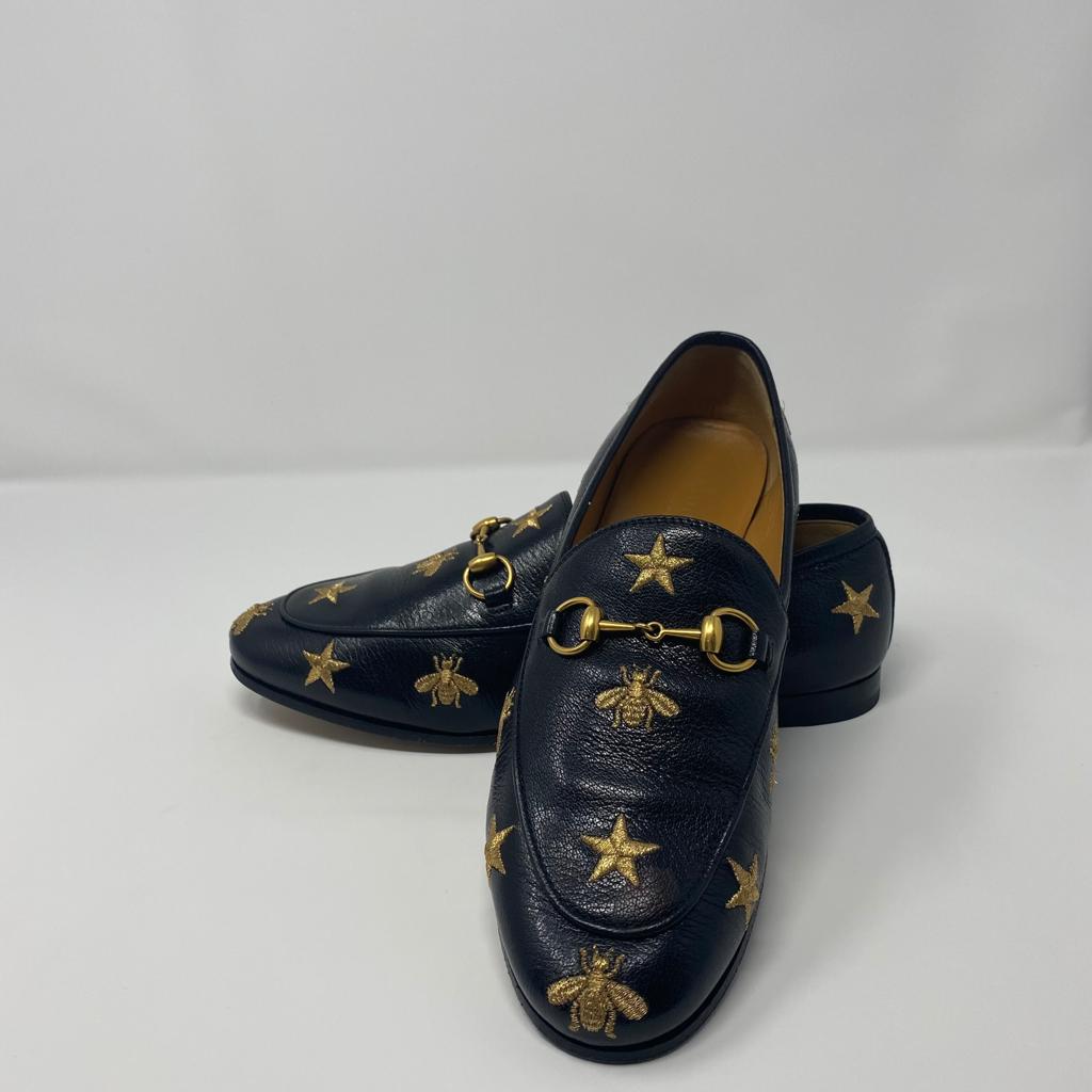 Gucci Jordaan embroidered leather loafer size  – shoppingwithlira