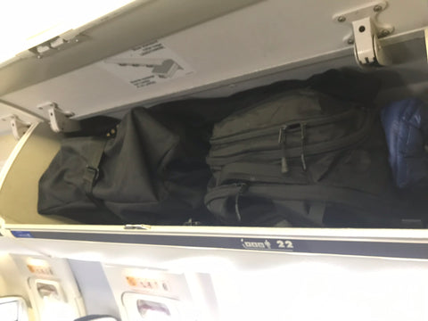 Brompton in overhead compartment