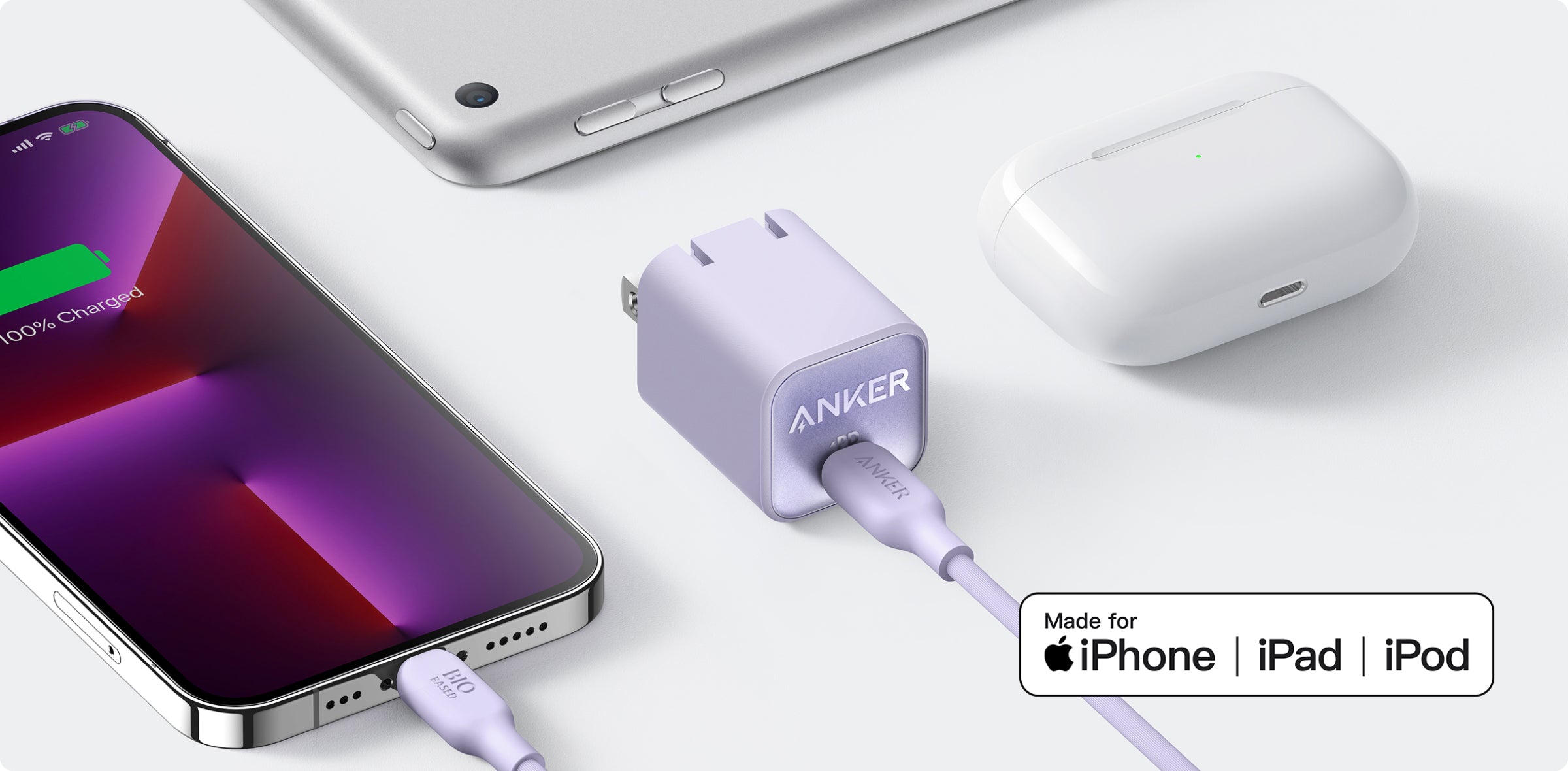 Anker - 511 Nano 3 - Chargeur Rapide USB-C 30W - Blanc - DJOBI