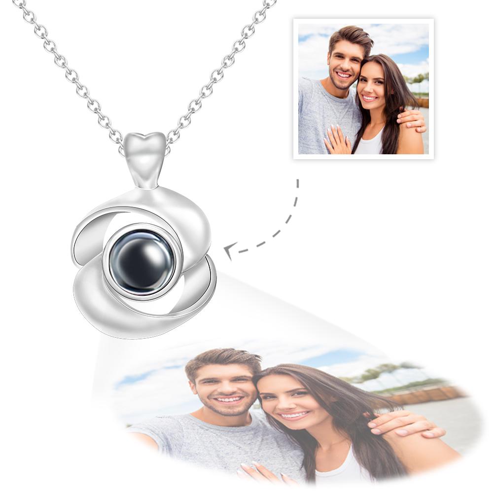 Custom Photo Projection Necklace Rose Photo Pendant Necklace Valentine's Day Gift - YourPhotoNecklaceuk product image