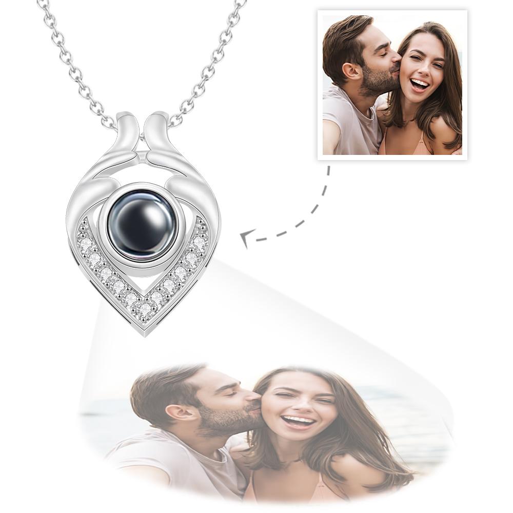 Custom Photo Projection Necklace Personalized Heart Projection Necklace Creative Gift - YourPhotoNecklaceuk product image