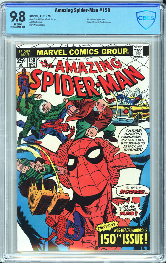 Amazing Spider-Man #150 CBCS  White Pages Doctor Curt Connors, Prof –  Mint Condition