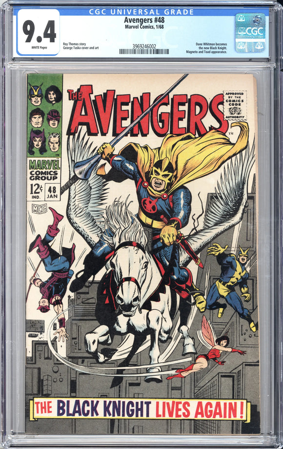 Avengers #48 CGC 9.4 White Pages Dane Whitman becomes the new Black Kn –  Mint Condition