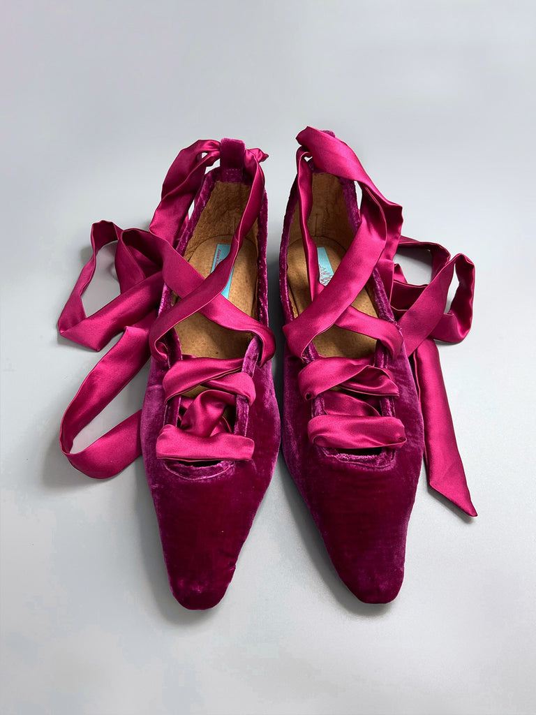 Raspberry Velvet Ballerinas | Bohemian Shoes Created From Antique ...