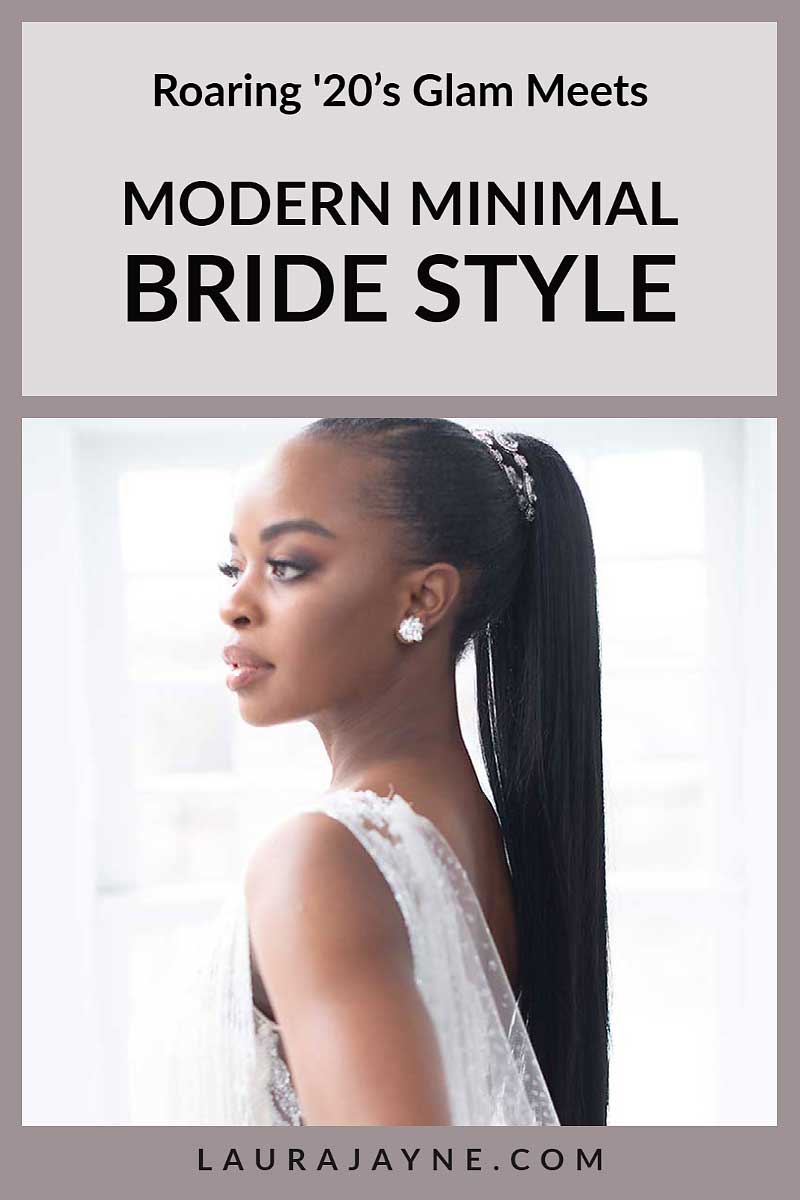 Profile of bride wearing crystal ponytail wrap and stud earrings by Laura Jayne Accessories