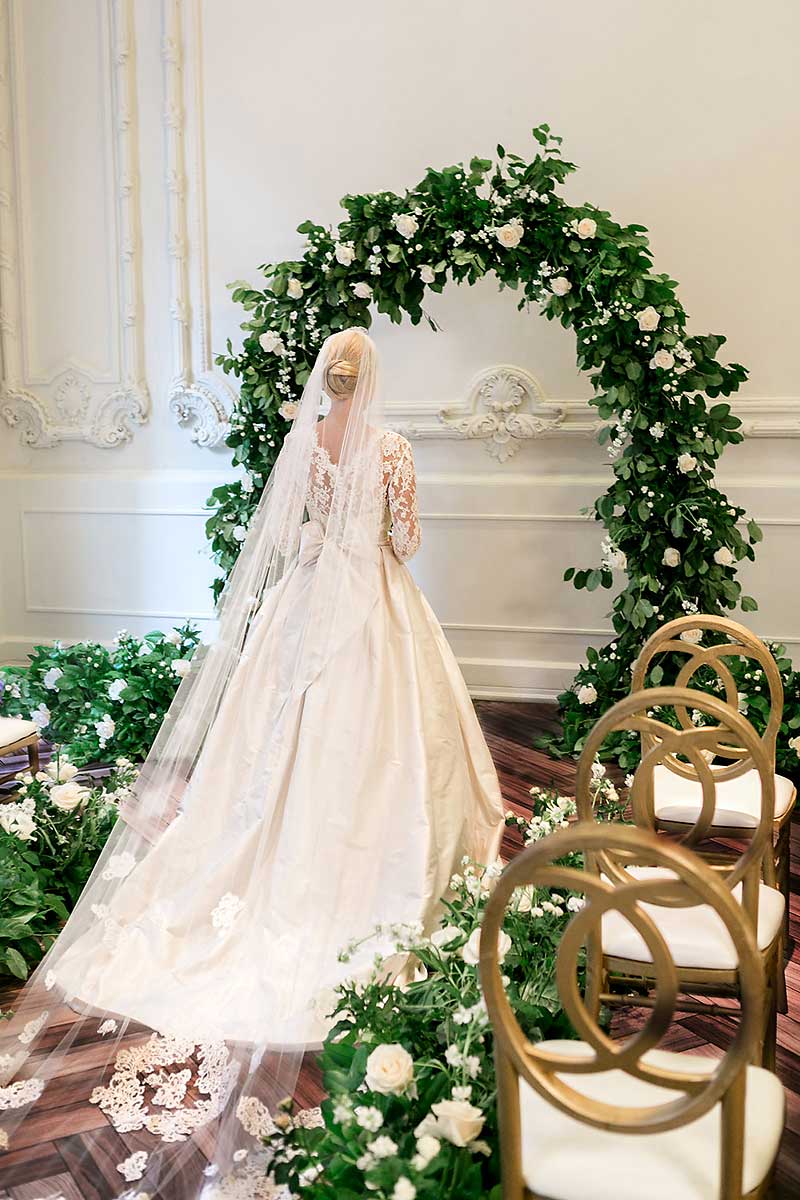 sentimentalist bride wearing cathedral veil 