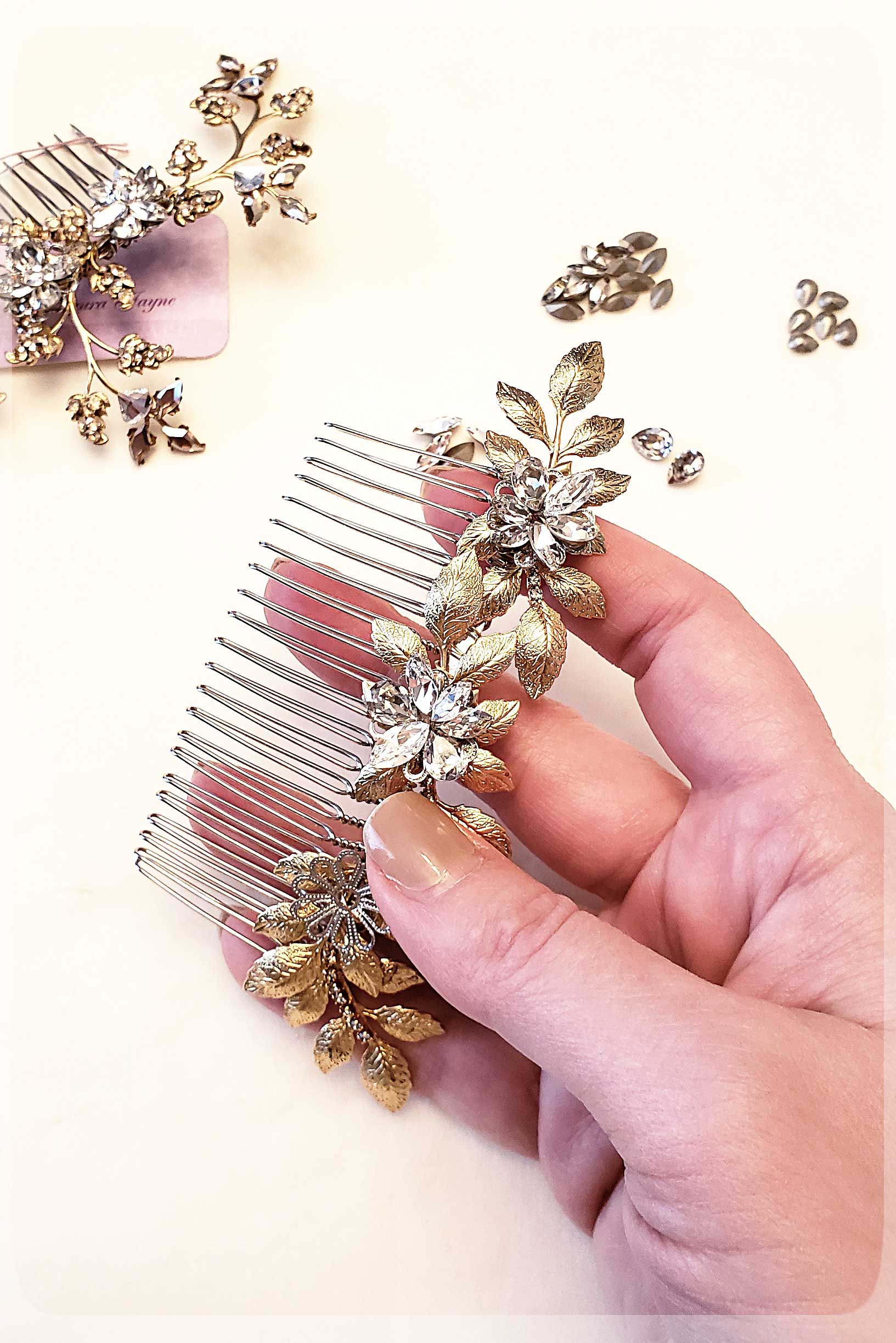 hair comb for brides, floral design 