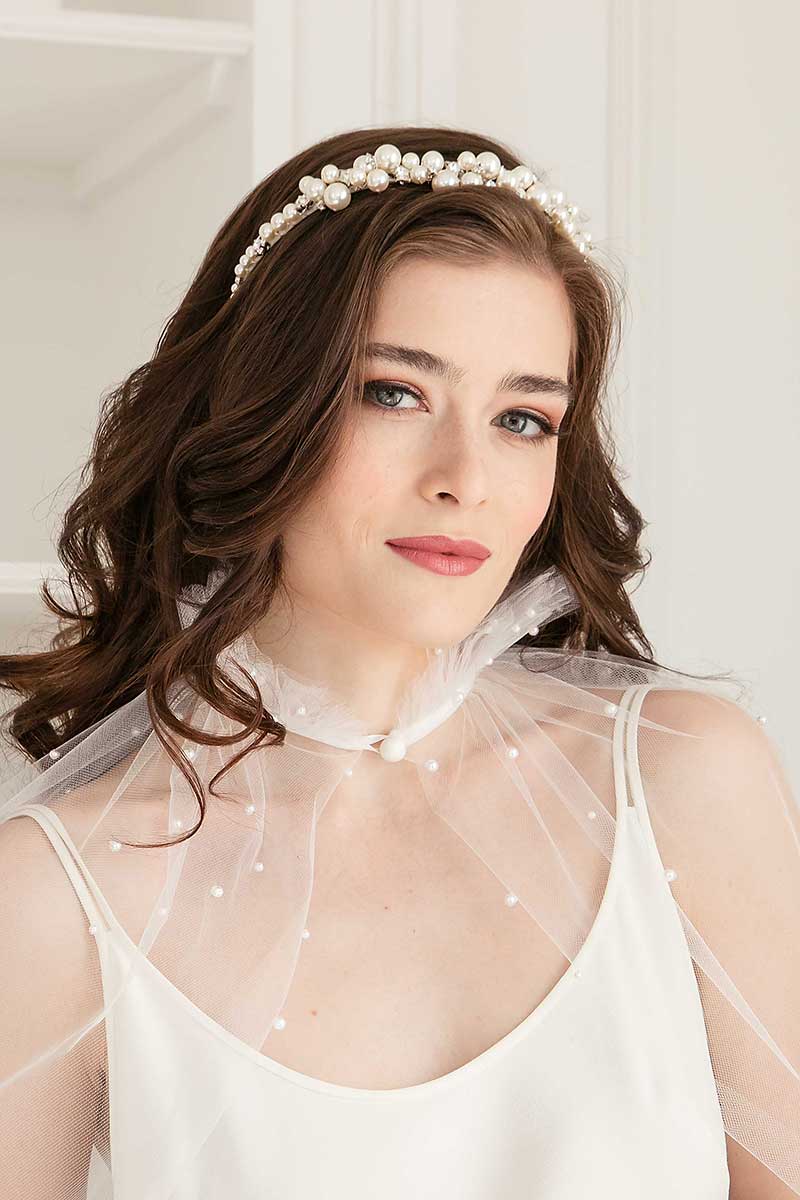 Star and pearl veil headband