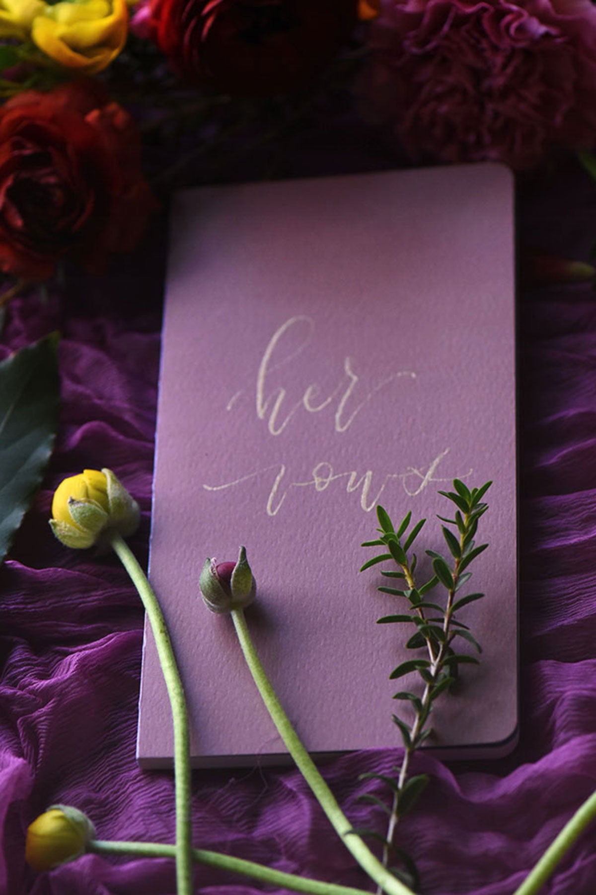 wedding vows book with calligraphy 
