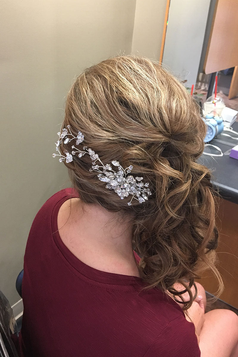 back view of woman's bridal hairstyle at bridal hair trial