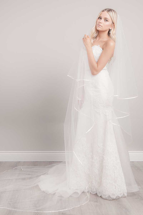 Royal Cathedral Wedding Veil Drop Veil | Eden Luxe Bridal Blush / No Comb Attached - Veil Pins Included