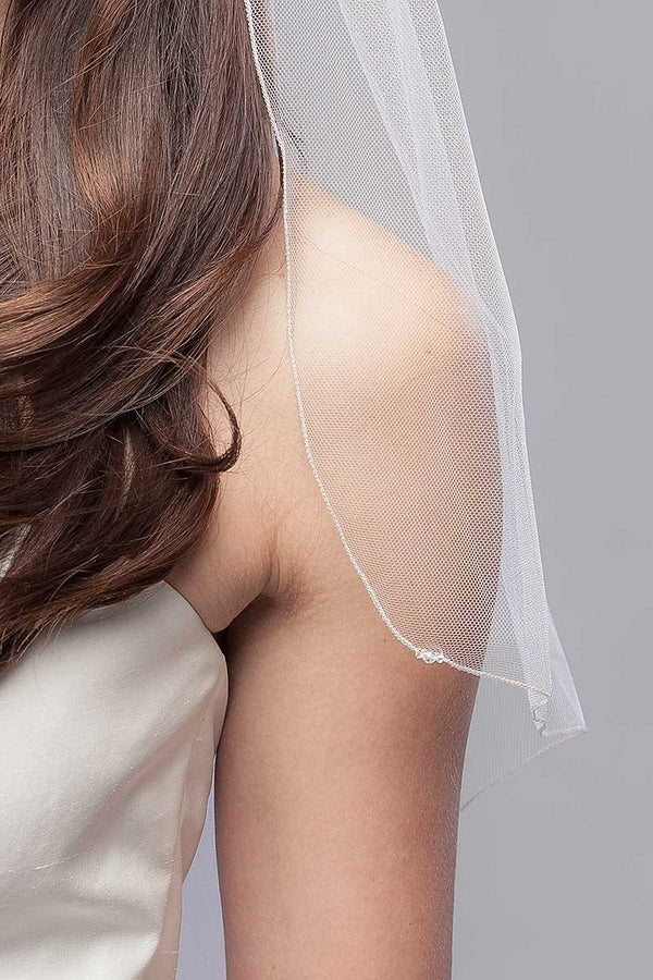 1 Layer Fingertip Wedding Veil with Crystals and Sequins – BestWeddingVeil
