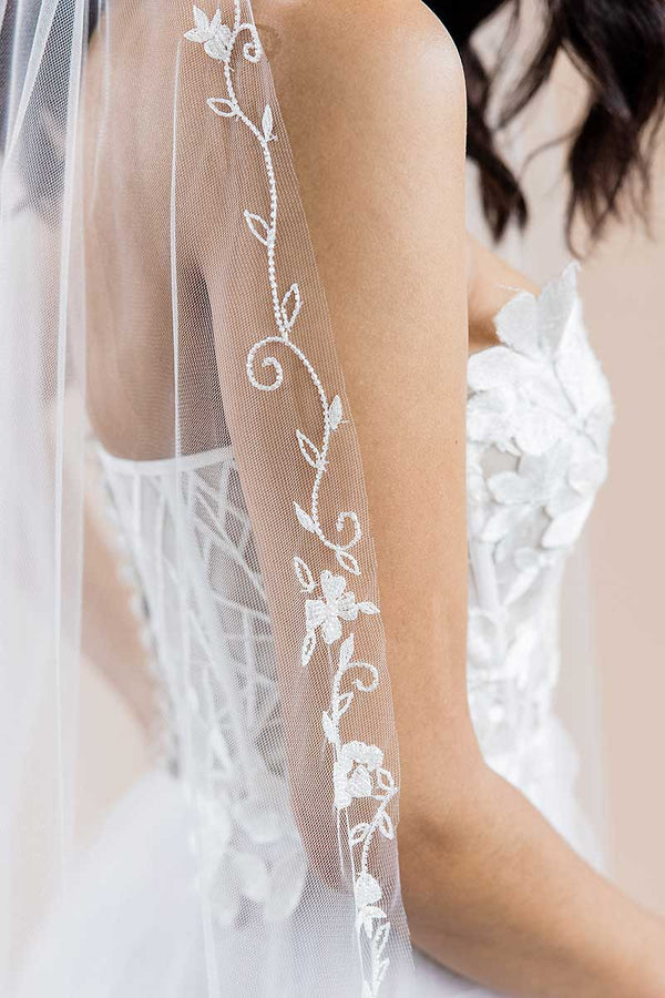 Embellished Fingertip Veil (#Hayley) | Dream Dresses by PMN Cathedral