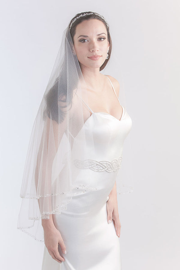 MIRA Bridal Veil Chapel Length Veil Drop Veil Wedding 