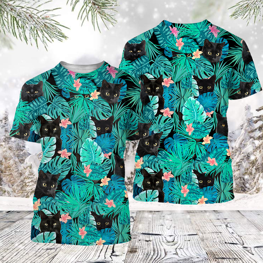 black cat tropical shirt