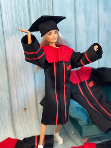Barbie doll graduation gown and cap