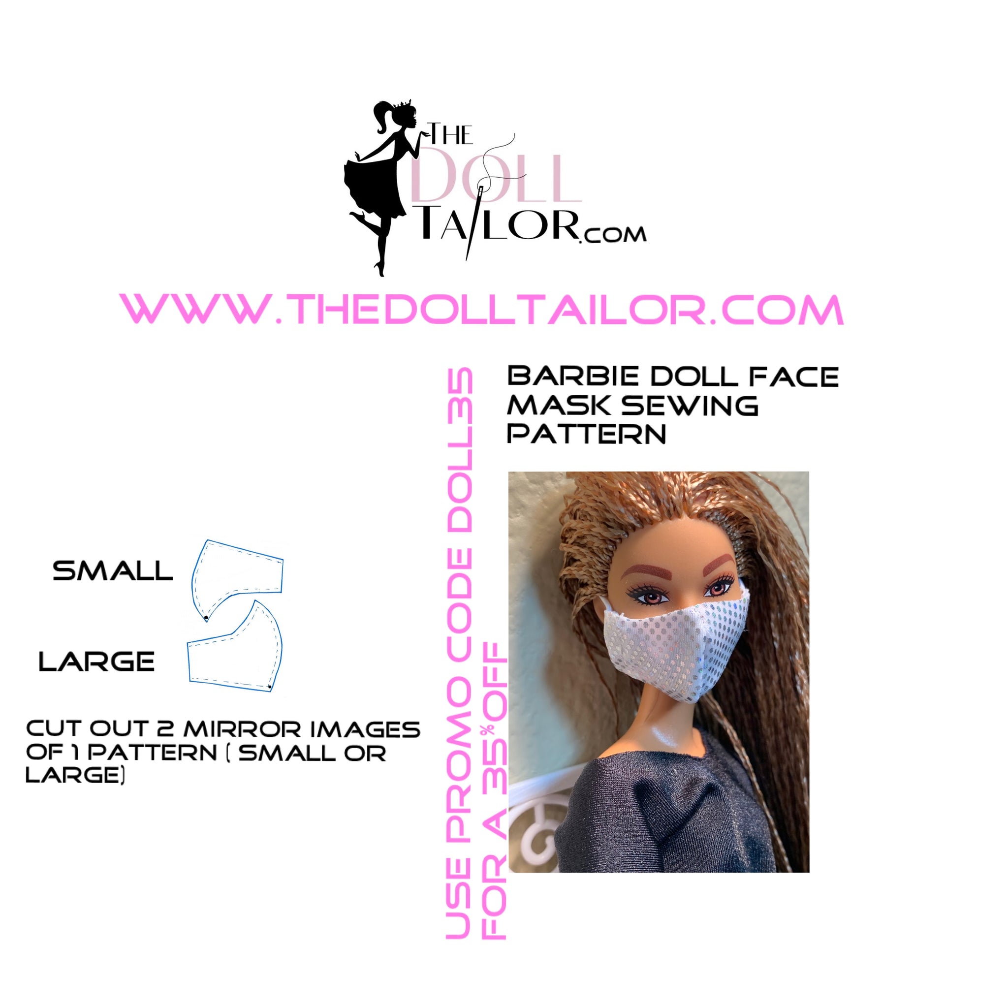 How to sew a face mask for Barbie doll sewing pattern for Barbie dolls