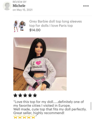 Barbie doll top costumer review thedolltailor.com
